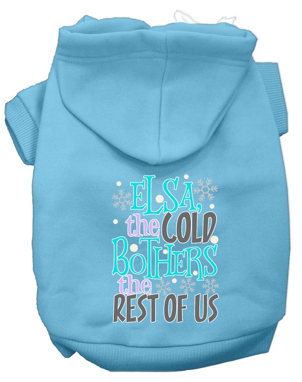 Elsa, the Cold Screen Print Dog Hoodie Baby Blue XS